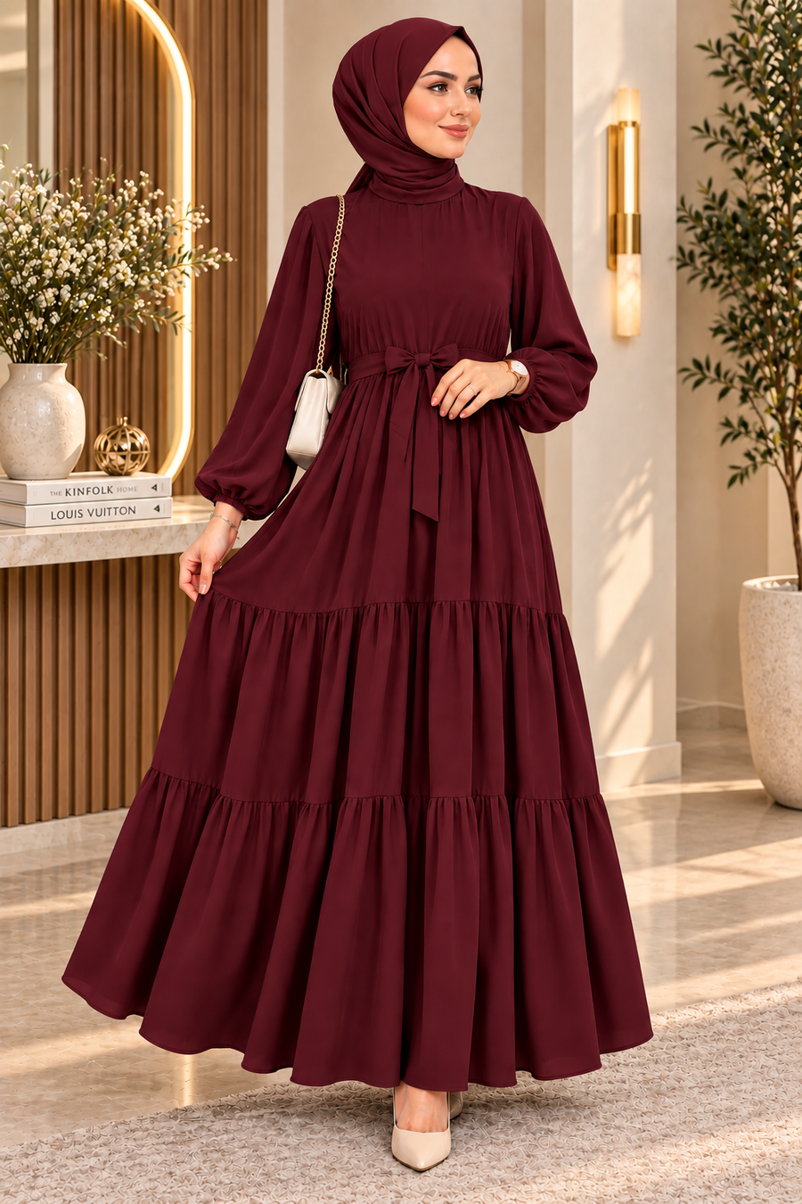 Elegant Long Ruffled Dress