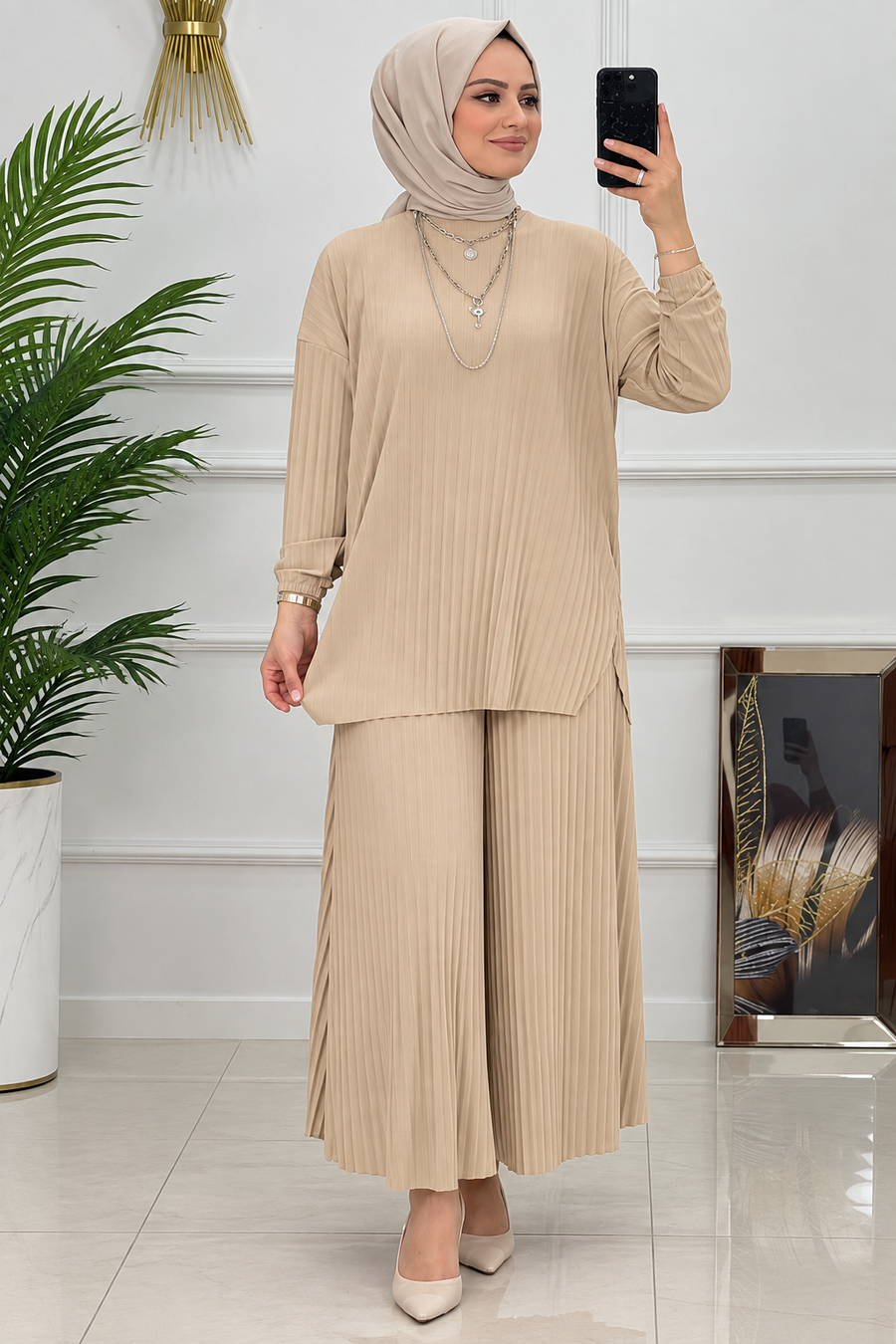 Ensemble Plissé Élégant Femme