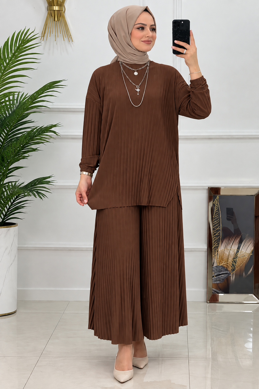 Ensemble Plissé Élégant Femme