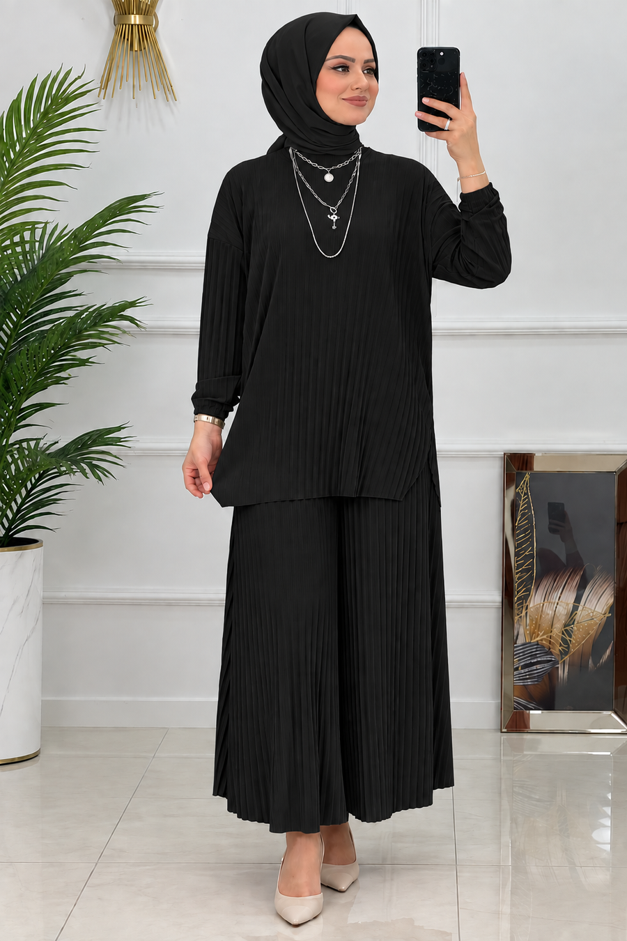Ensemble Plissé Élégant Femme