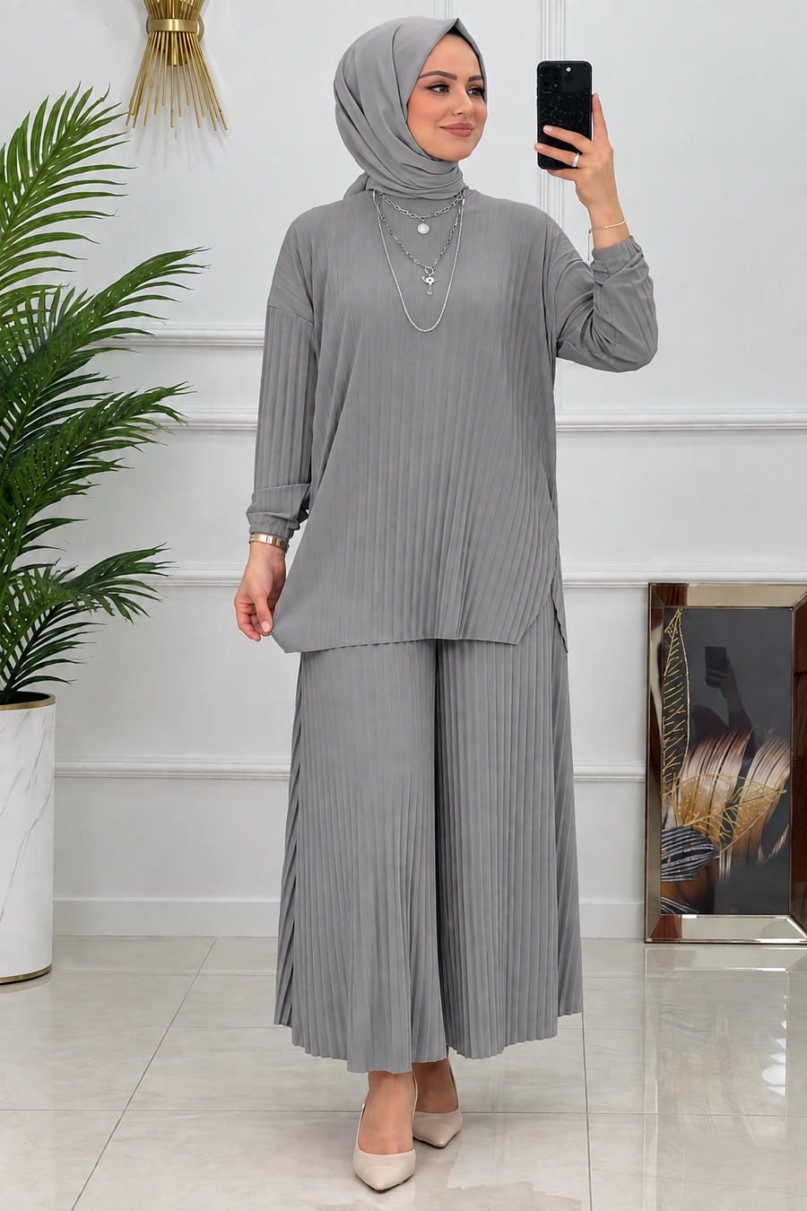 Ensemble Plissé Élégant Femme