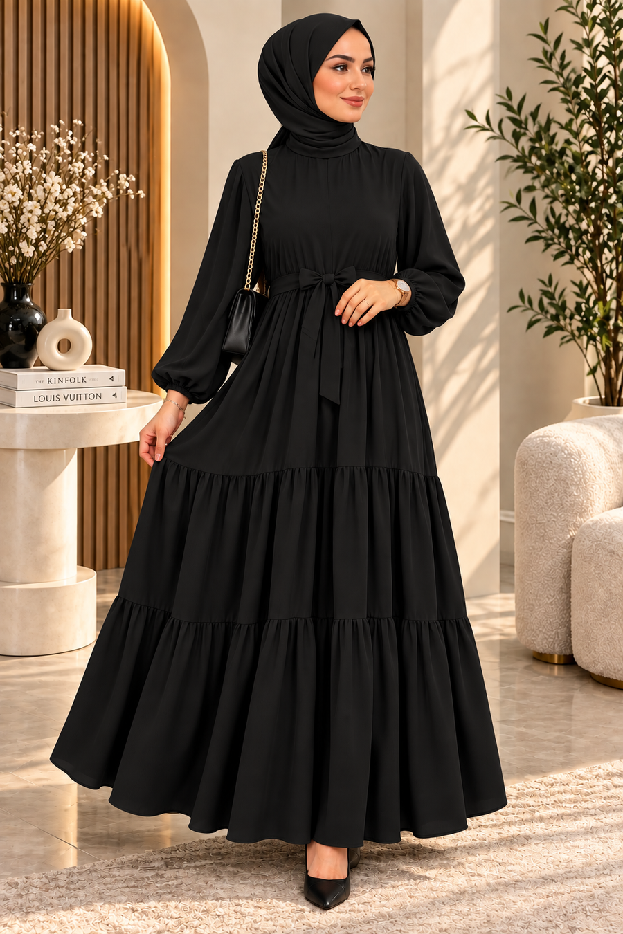 Elegant Long Ruffled Dress
